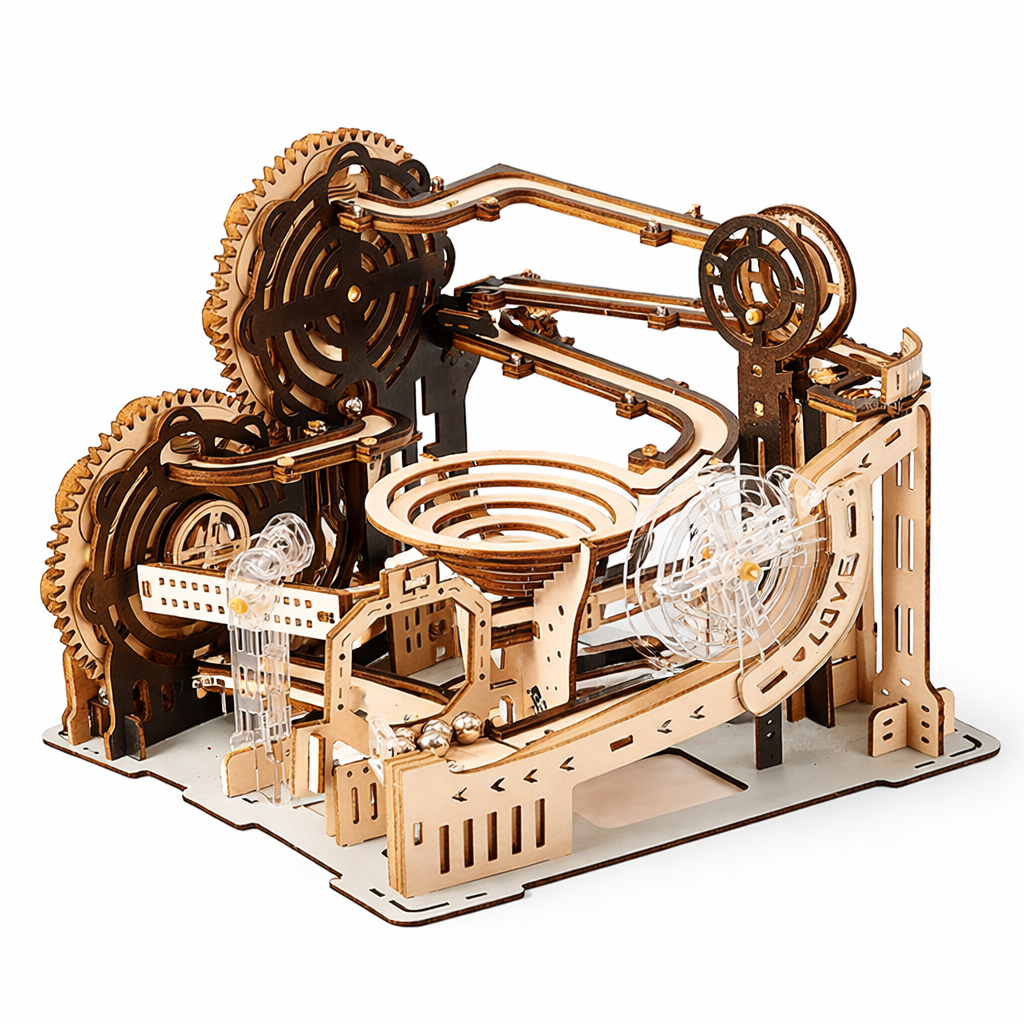 Electric Catapult Marble Run – Motorized 3D Wooden Kinetic Puzzle