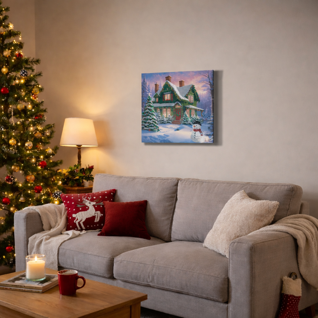 Snowy Paradise Crystal Art Canvas – Festive Diamond Painting Kit
