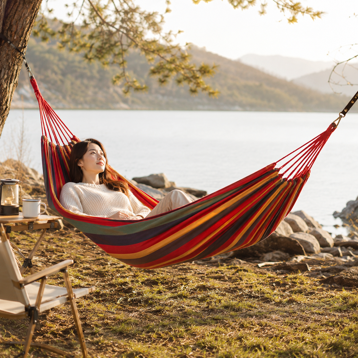 Portable Camping Hammock – Outdoor Canvas Fabric Hammock