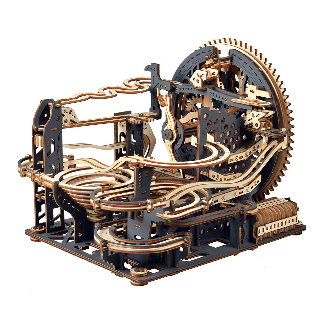 Motorized Wooden Marble Run Puzzle – Mechanical 3D Model Kit (362 Pieces)