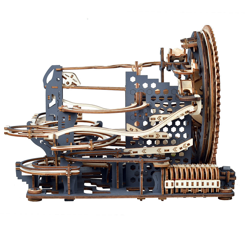 Motorized Wooden Marble Run Puzzle – Mechanical 3D Model Kit (362 Pieces)