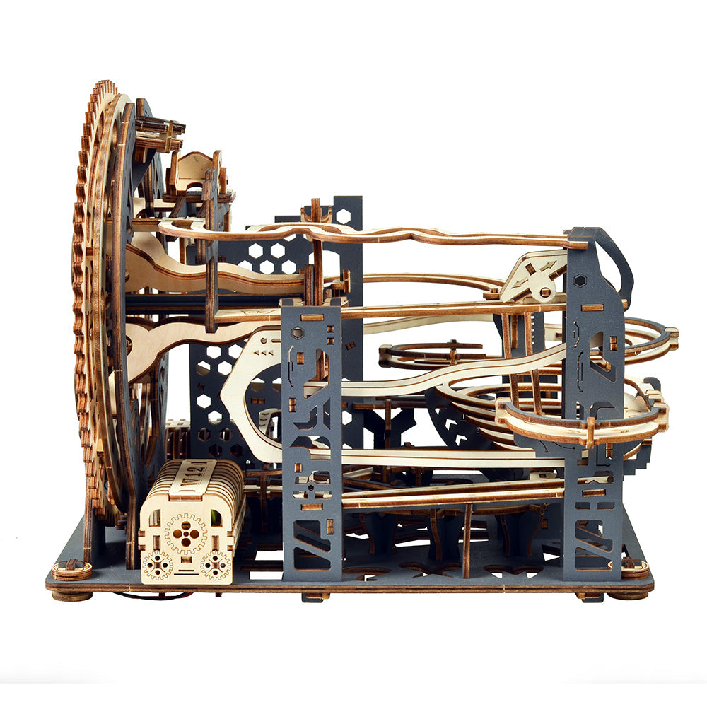 Motorized Wooden Marble Run Puzzle – Mechanical 3D Model Kit (362 Pieces)