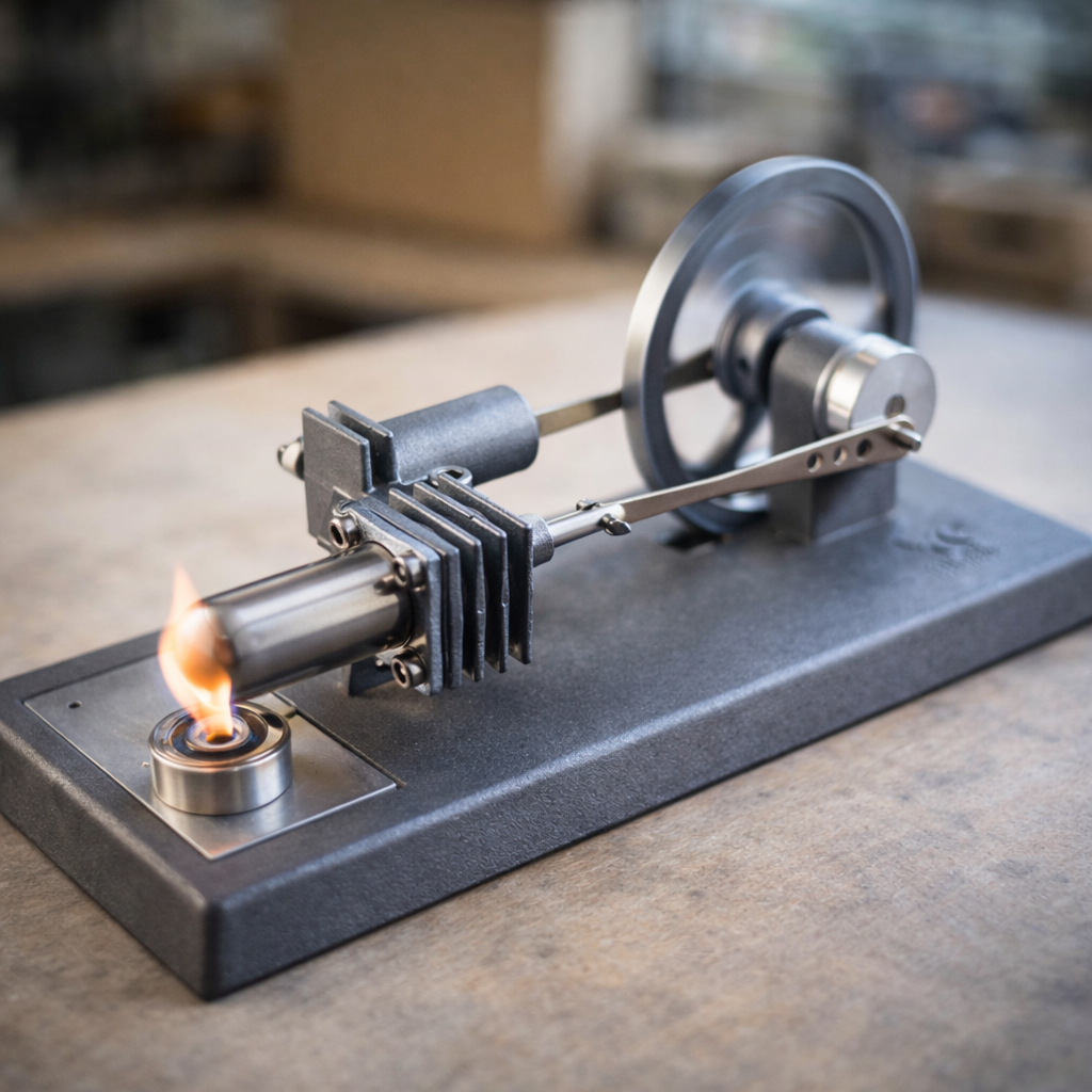 All-Metal Desktop Stirling Engine – DIY Mechanical Heat Engine Model
