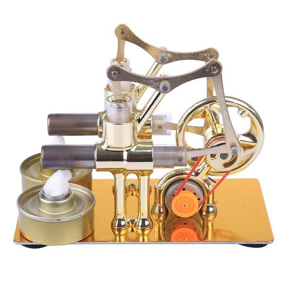 Dual-Cylinder Stirling Engine Generator – Heat-Powered Mechanical Model with Bulb