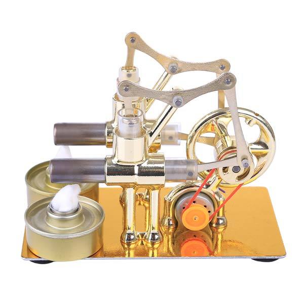 Dual-Cylinder Stirling Engine Generator – Heat-Powered Mechanical Model with Bulb