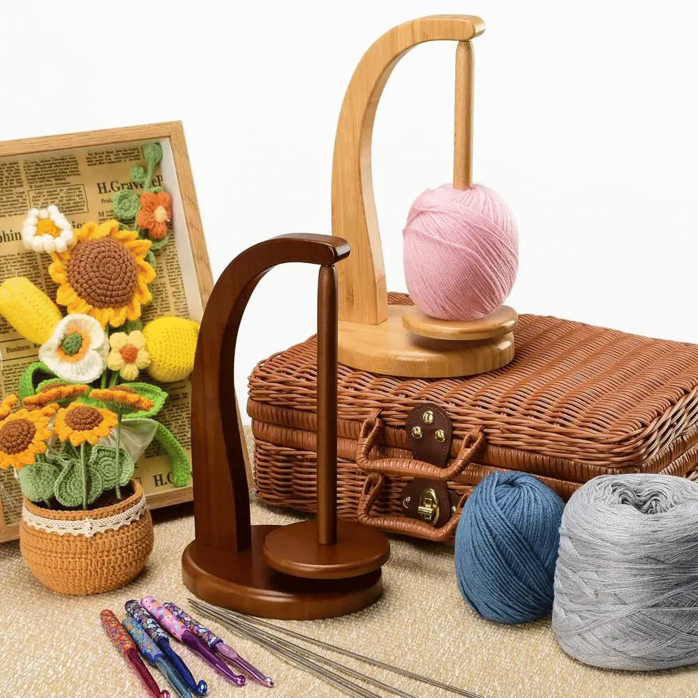 Levitating Premium Yarn Holder – Magnetic Wooden Yarn Stand