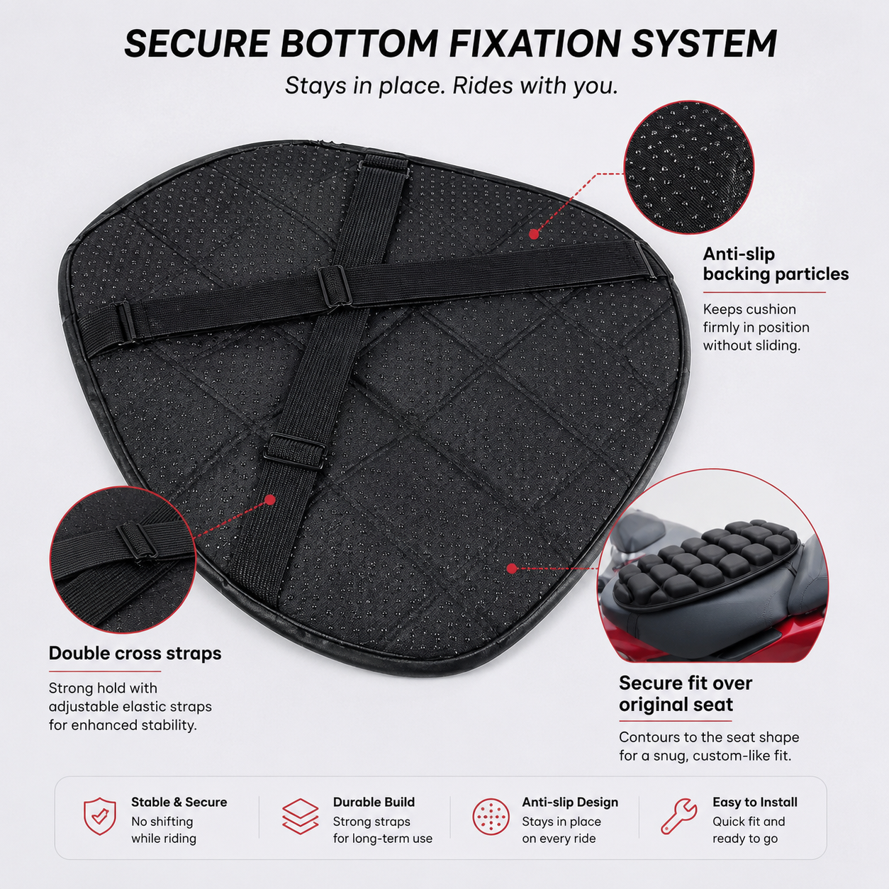 Motorcycle Seat Cushion – Breathable EVA Foam Comfort Pad for Motorbike & Scooter