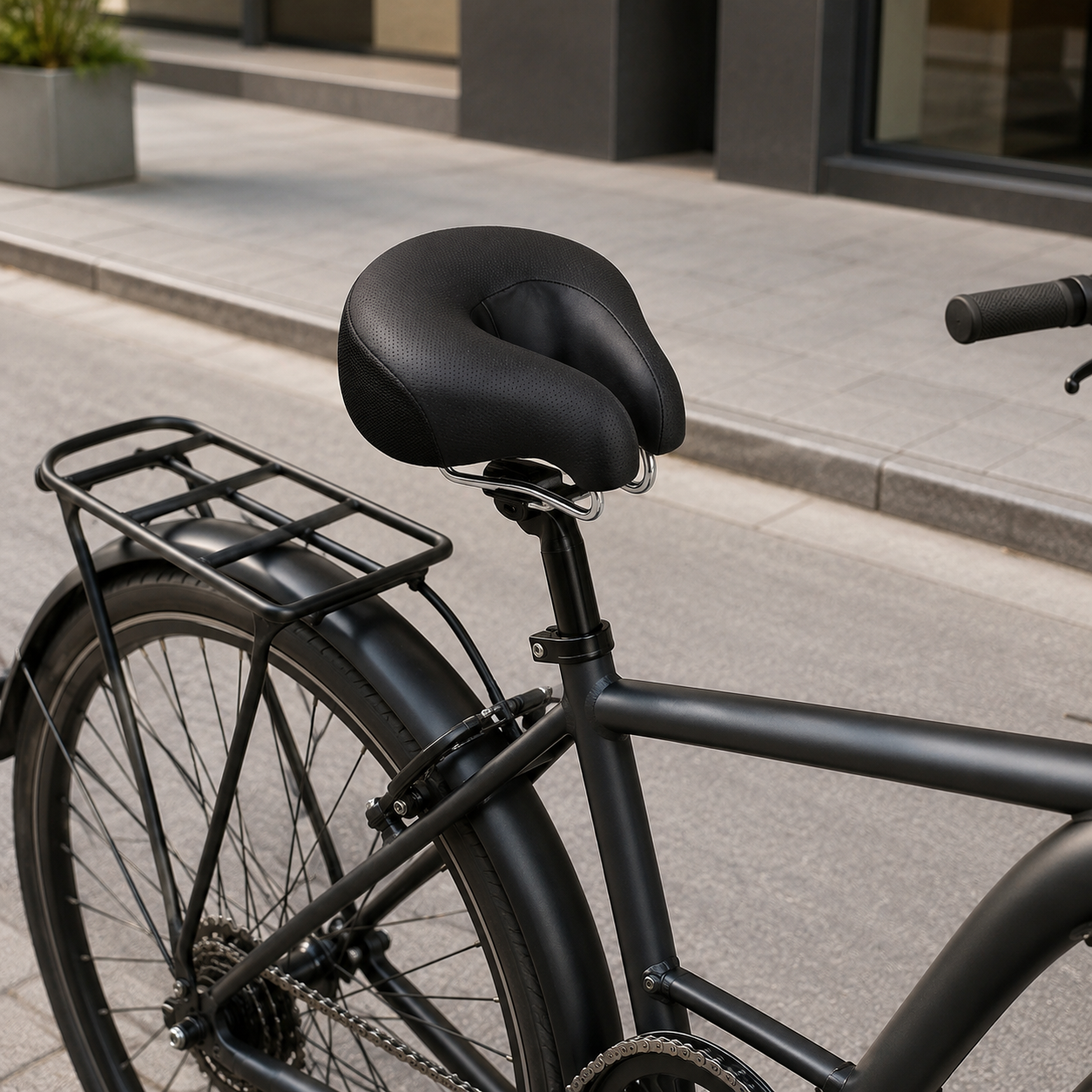 Wide Noseless Bike Saddle – Pressure-Free Padded Cycling Seat for Mountain & Road Bikes