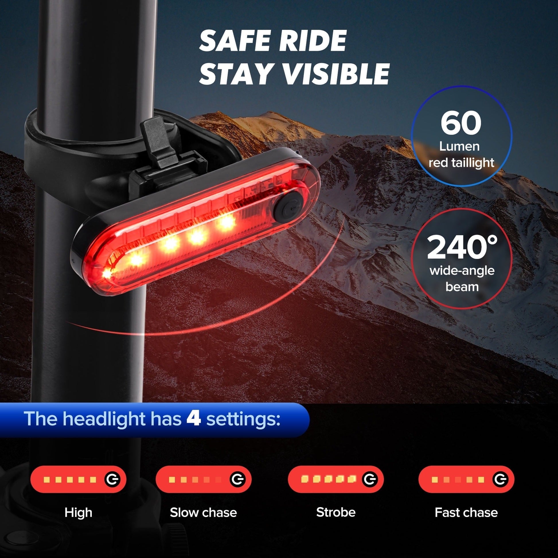 Bicycle Light Set – USB Rechargeable Front & Rear Bike Lights | IPX4 Water-Resistant