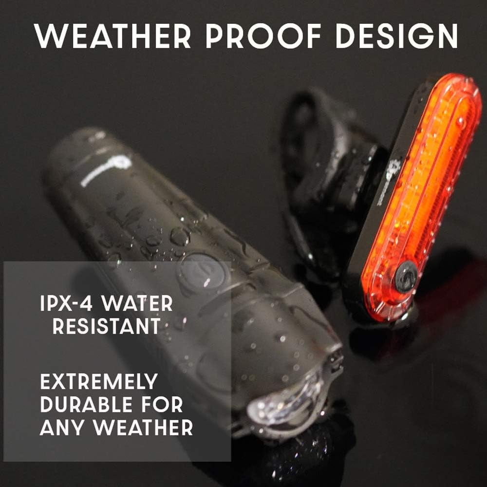 Bicycle Light Set – USB Rechargeable Front & Rear Bike Lights | IPX4 Water-Resistant