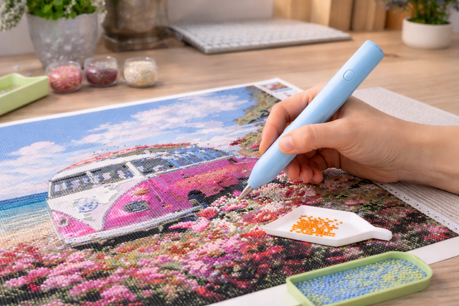 Electric Diamond Painting Pen – Cordless Precision Suction Tool for Diamond Art