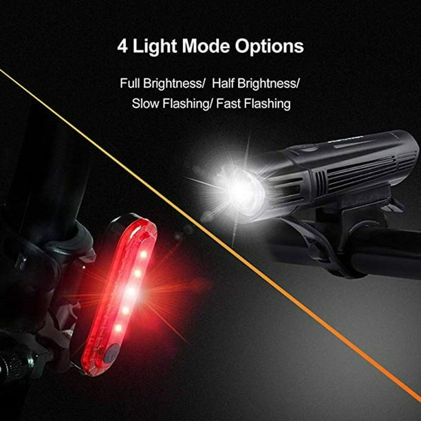 Bicycle Light Set – USB Rechargeable Front & Rear Bike Lights | IPX4 Water-Resistant