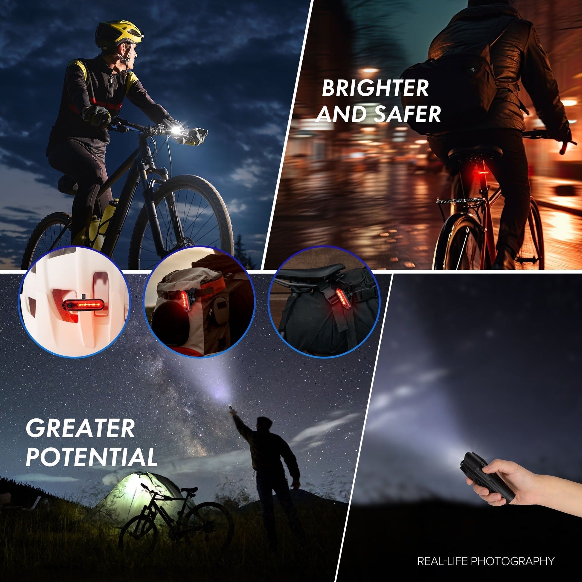 Bicycle Light Set – USB Rechargeable Front & Rear Bike Lights | IPX4 Water-Resistant