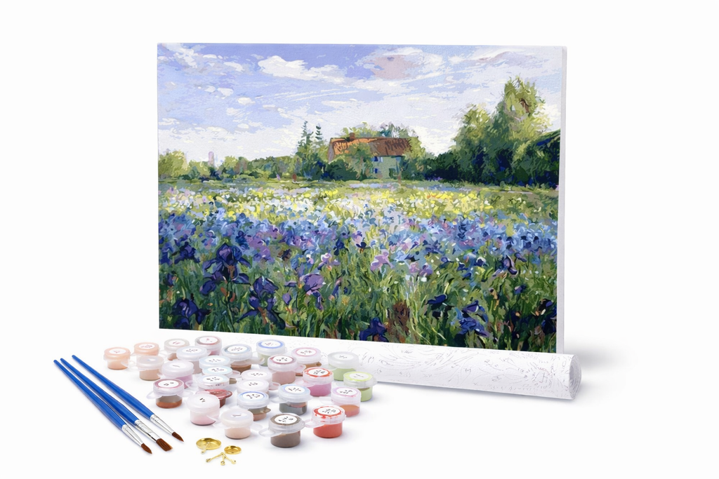 Countryside Field & Blue Flowers – Paint by Numbers Kit