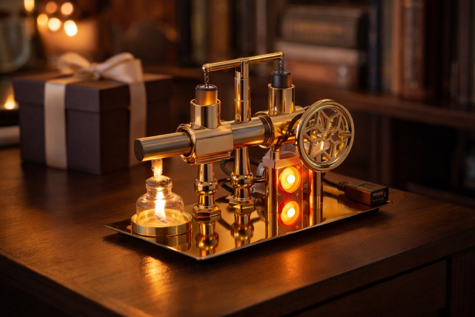 Hot Air Stirling Engine Generator with LED – Desktop Mechanical Model Kit