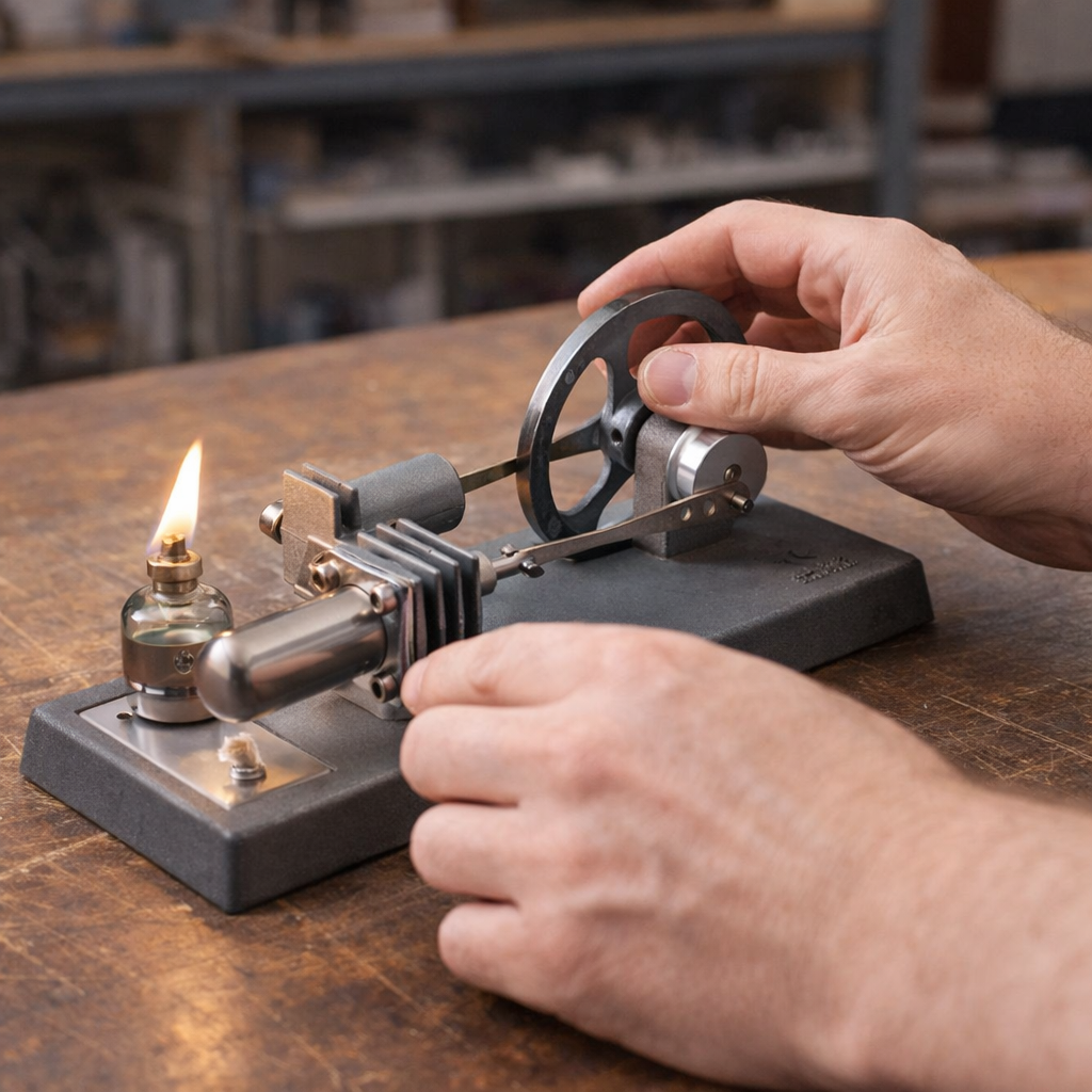 All-Metal Desktop Stirling Engine – DIY Mechanical Heat Engine Model