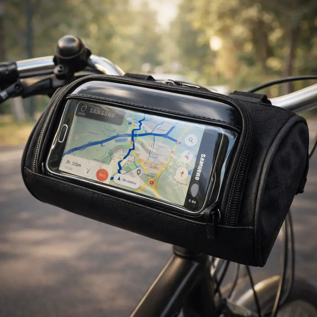 Bike Handlebar Bag with Touchscreen Pouch