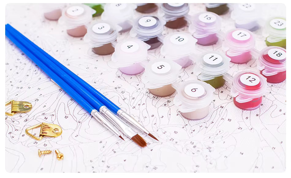 Countryside Field & Blue Flowers – Paint by Numbers Kit