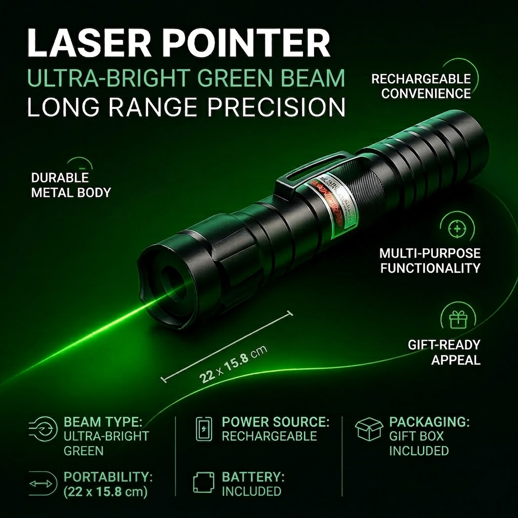 Laser Pointer – Green Laser Pointer Rechargeable with Starry Pattern Heads