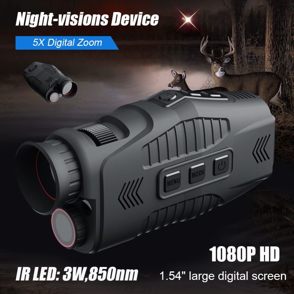 Night Vision Monocular – Digital Infrared with 1080P Recording & 5× Zoom