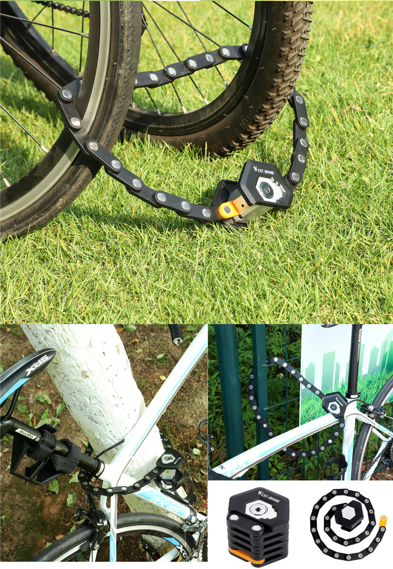 Folding Bike Lock – Heavy-Duty Anti-Theft Steel Chain Lock for Bikes & E-Bikes