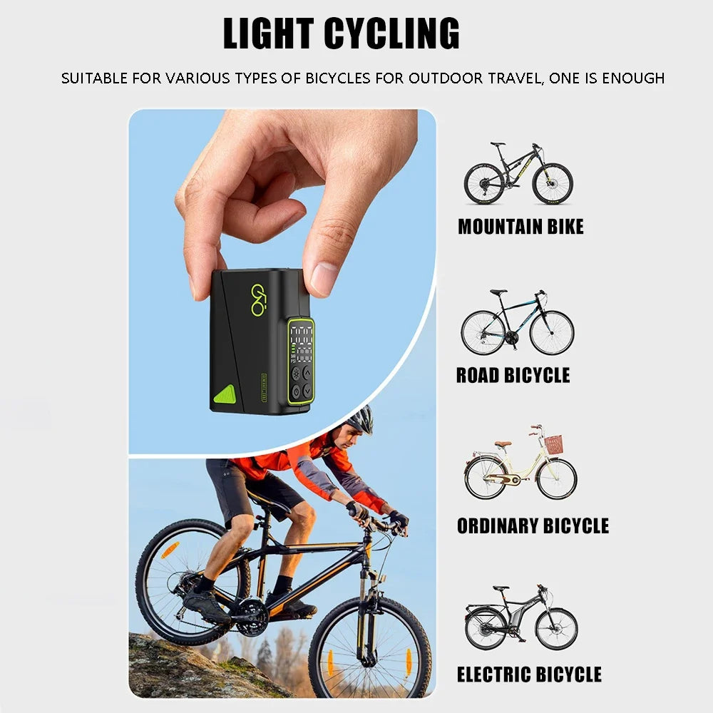 Mini Electric Bike Pump – 150PSI Portable Bicycle Tyre Inflator with Digital Display