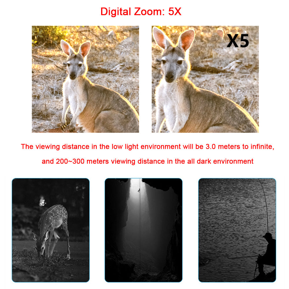 Night Vision Monocular – Digital Infrared with 1080P Recording & 5× Zoom
