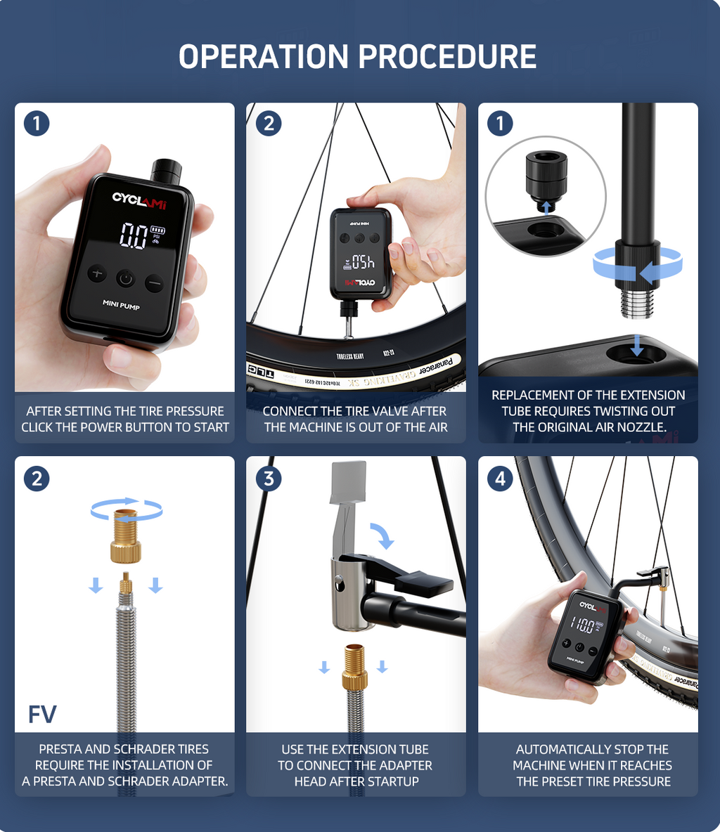 Electric Bike Pump – Digital Portable Mini Pump with Pressure Display