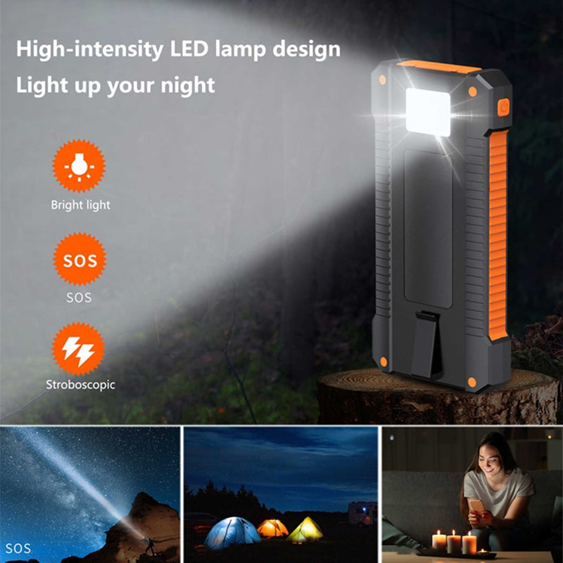 Solar Power Bank – 30,000mAh Rugged Portable Charger with LED Torch