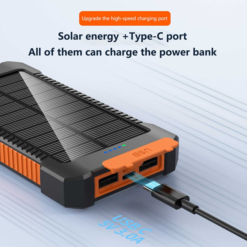 Solar Power Bank – 30,000mAh Rugged Portable Charger with LED Torch
