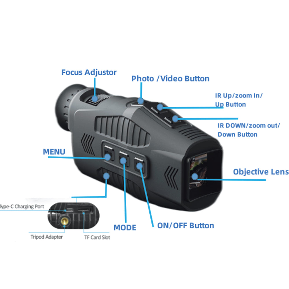 Night Vision Monocular – Digital Infrared with 1080P Recording & 5× Zoom
