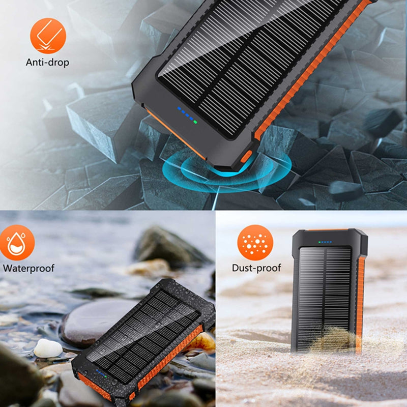 Solar Power Bank – 30,000mAh Rugged Portable Charger with LED Torch