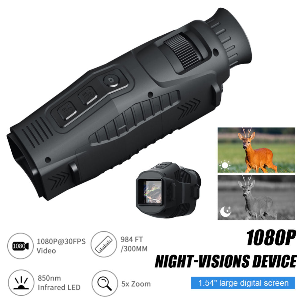 Night Vision Monocular – Digital Infrared with 1080P Recording & 5× Zoom