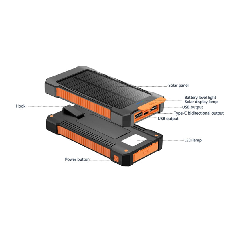 Solar Power Bank – 30,000mAh Rugged Portable Charger with LED Torch