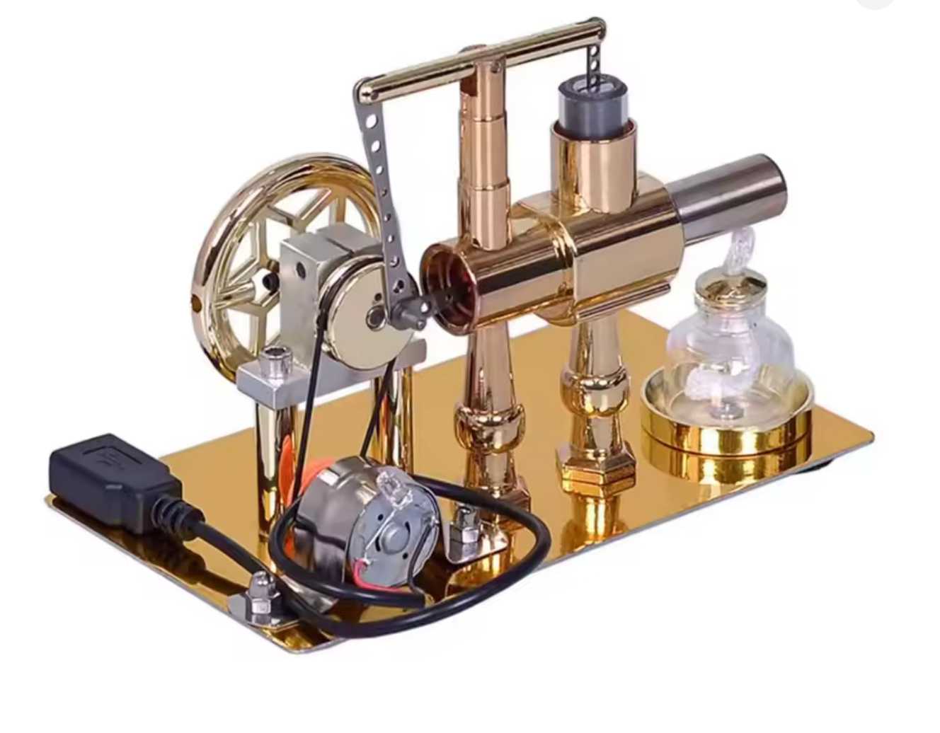 Hot Air Stirling Engine Generator with LED – Desktop Mechanical Model Kit