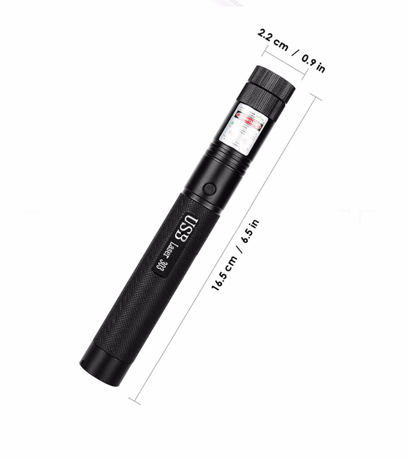 Laser Pointer Torch – Adjustable Focus, USB Rechargeable