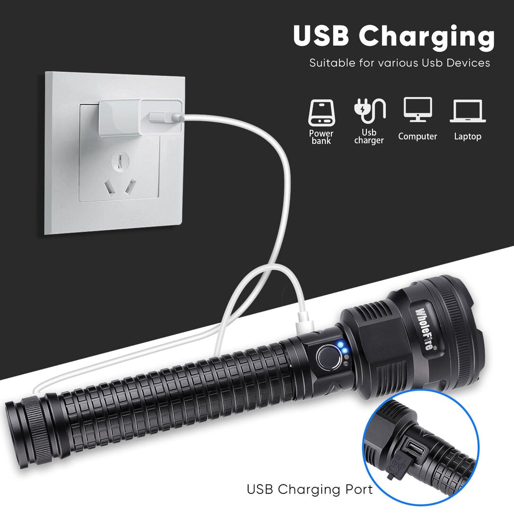 Rechargeable Torch – XHP70.2 Tactical Zoom LED Flashlight