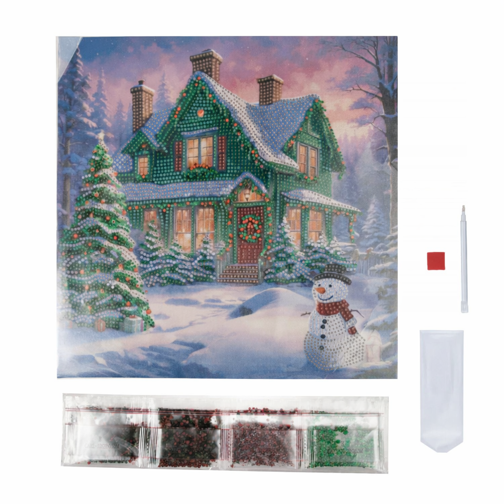 Snowy Paradise Crystal Art Canvas – Festive Diamond Painting Kit