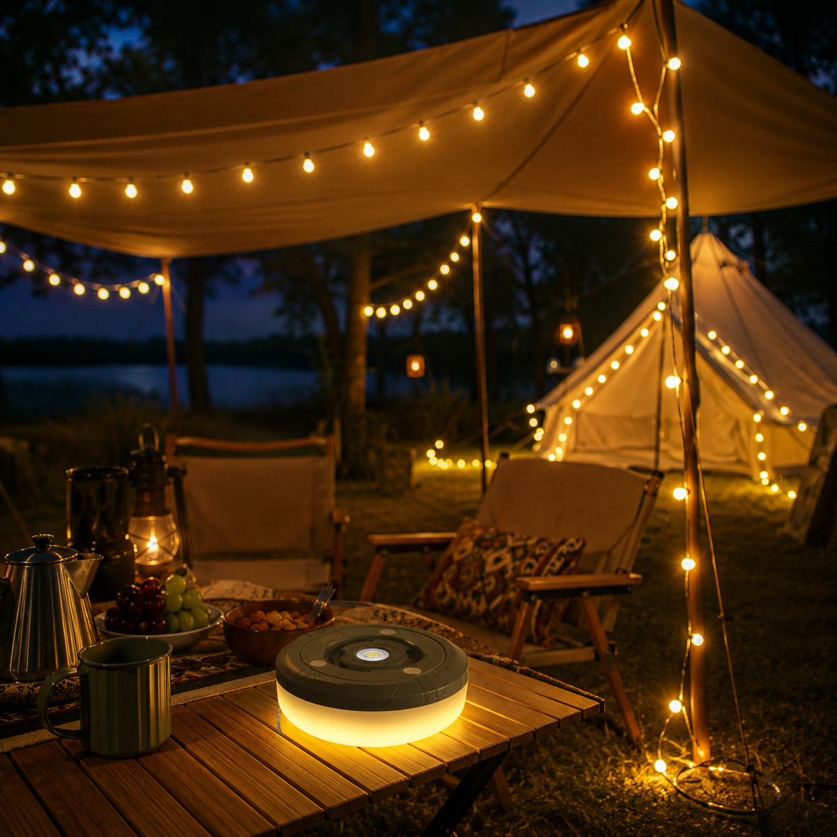 Rechargeable Camping Light – Tent Lantern & 10M Retractable String Lights