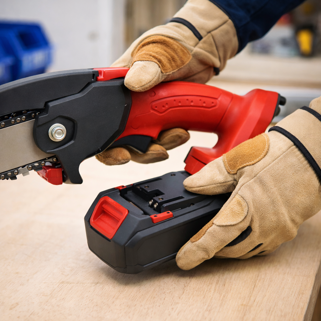 Cordless Electric Mini Chainsaw – Handheld Pruning Chainsaw for Tree Trimming & Branch Cutting.
