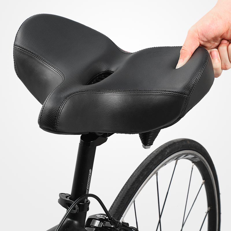 Wide Bike Seat – Comfort Bicycle Saddle with Spring Suspension & PU Leather