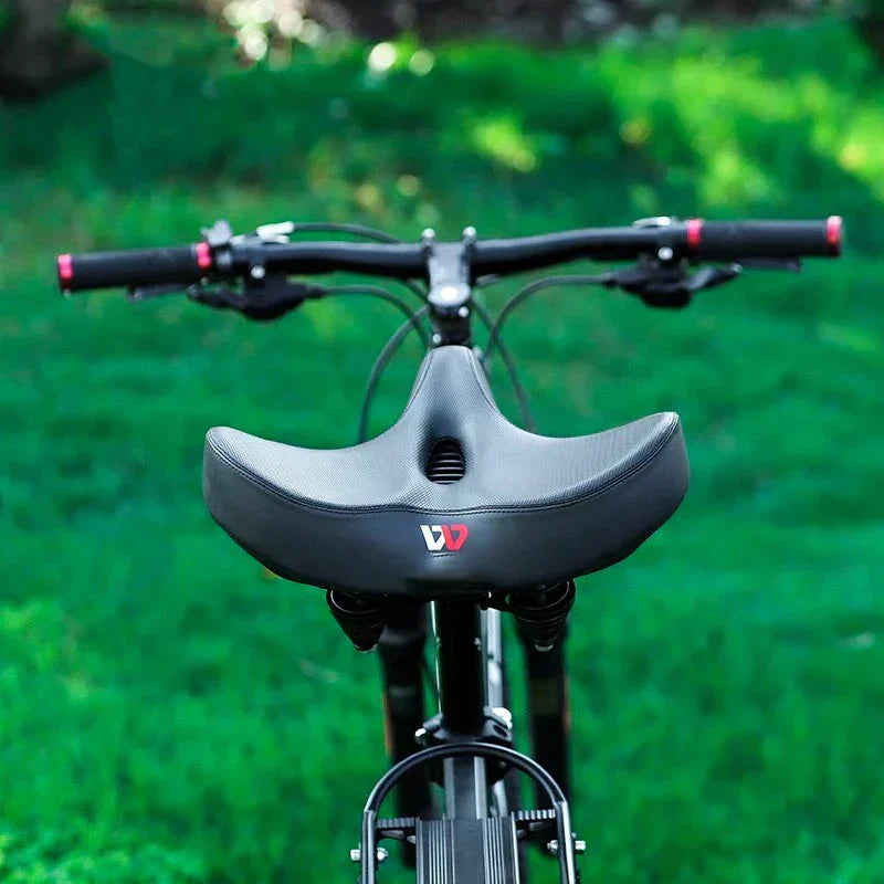 Wide Bike Seat – Comfort Bicycle Saddle with Spring Suspension & PU Leather