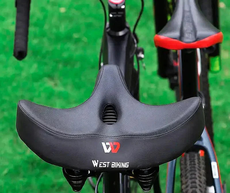 Wide Bike Seat – Comfort Bicycle Saddle with Spring Suspension & PU Leather