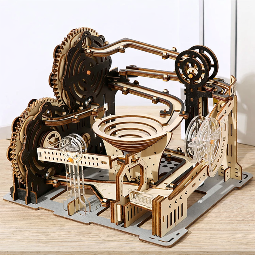 Electric Catapult Marble Run – Motorized 3D Wooden Kinetic Puzzle