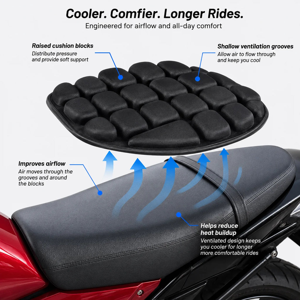 Motorcycle Seat Cushion – Breathable EVA Foam Comfort Pad for Motorbike & Scooter