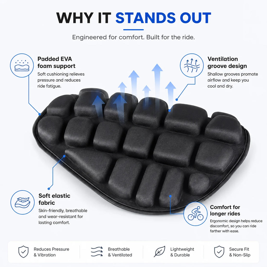 Motorcycle Seat Cushion – Breathable EVA Foam Comfort Pad for Motorbike & Scooter