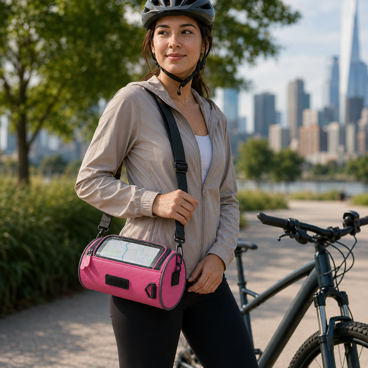 Bike Handlebar Bag with Touchscreen Pouch