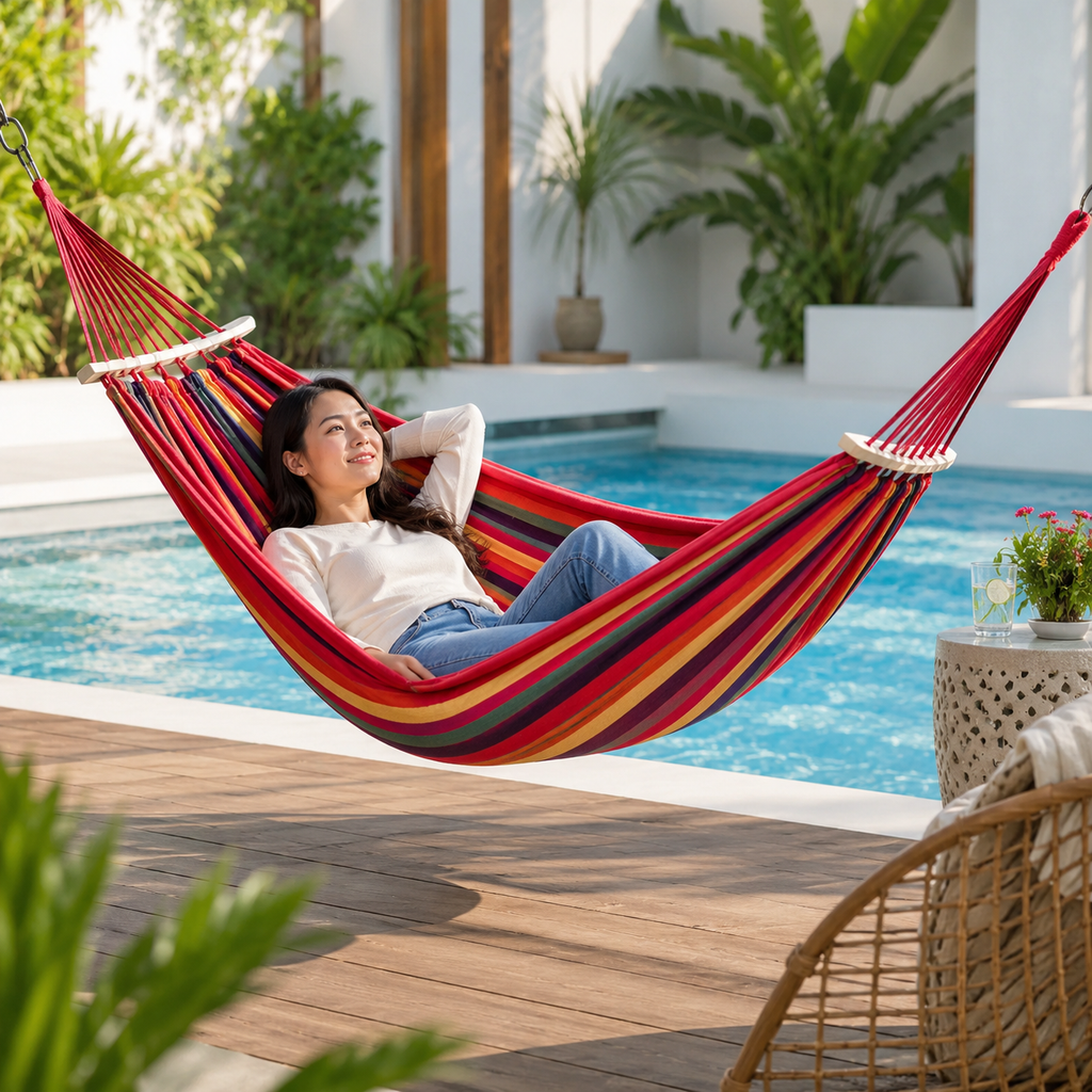 Portable Camping Hammock – Outdoor Canvas Fabric Hammock