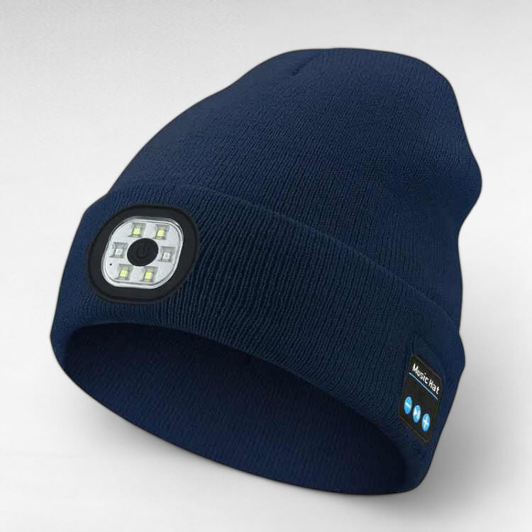 LED Bluetooth Beanie – Hands-Free Music Hat with Detachable Head Torch