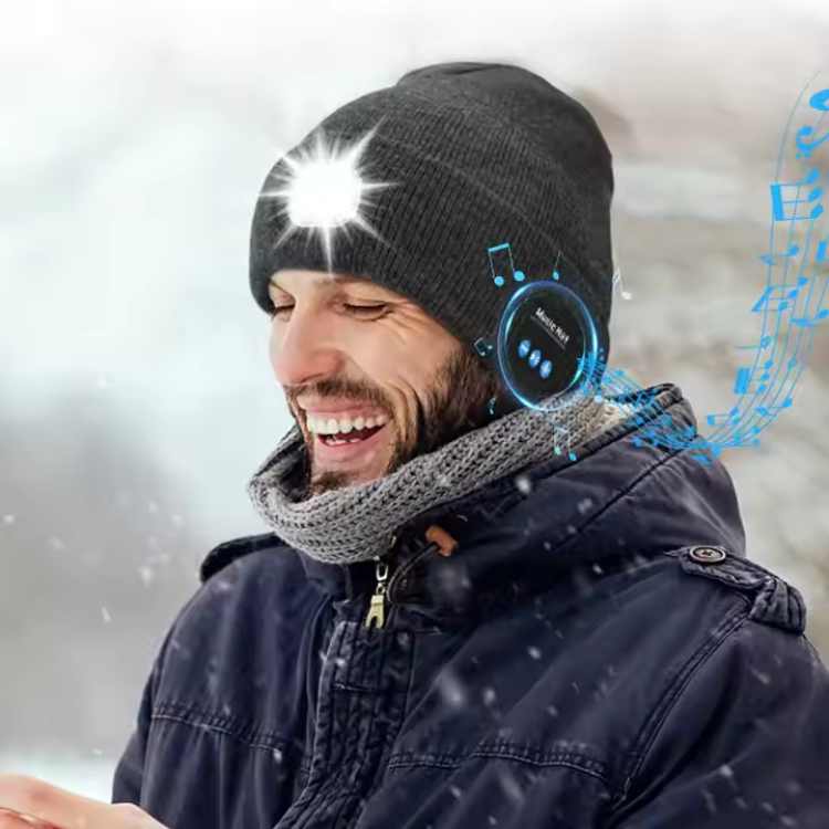 LED Bluetooth Beanie – Hands-Free Music Hat with Detachable Head Torch
